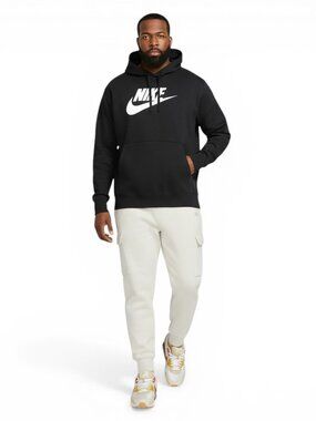 Nike Club Mens 2 Pc Sweatsuit Cargo Tracksuit Outfit Bone Tan/Black Size 2XL NWT